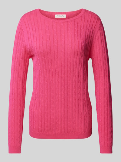 Christian Berg Woman Strickpullover mit Zopfmuster Pink 2