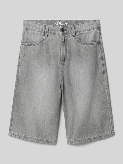 Produktfoto, Slim Fit Bermudas aus reiner Baumwolle von s.Oliver RED LABEL, grauer Denim mit Eingrifftaschen, Knopfverschluss und Gürtelschlaufen