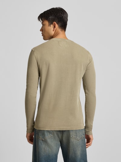 Superdry Longsleeve mit Strukturmuster und Knopfleiste Khaki 5