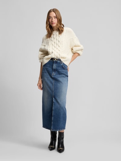 HUGO Oversized Strickpullover mit Zopfmuster Modell 'SAICOS' Offwhite 1