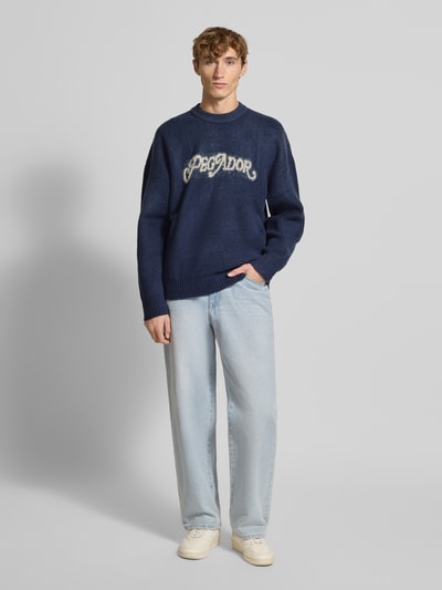 Pegador Strickpullover mit gerippten Abschlüssen Marine 1