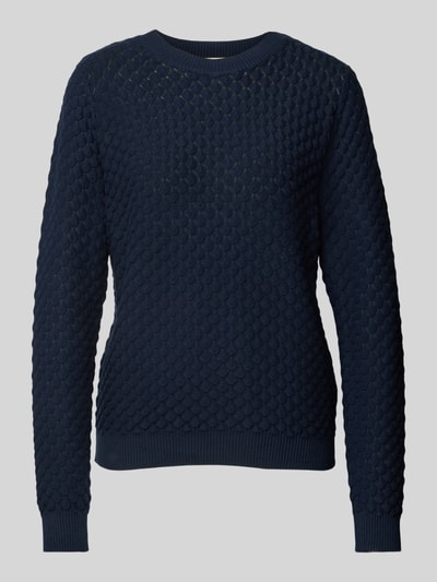 FREE/QUENT Strickpullover mit gerippten Abschlüssen Modell 'Dodo' Marine 1