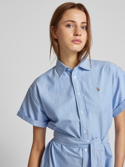 Polo Ralph Lauren Hemdblusenkleid in Midilänge Hellblau 3