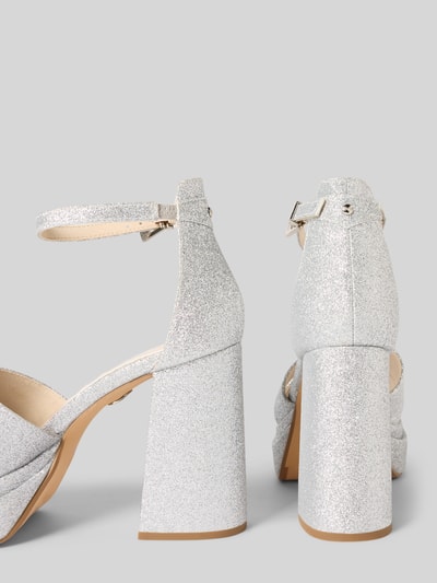 Buffalo Sandalette aus Leder mit Blockabsatz Modell 'MAY' Silber 2