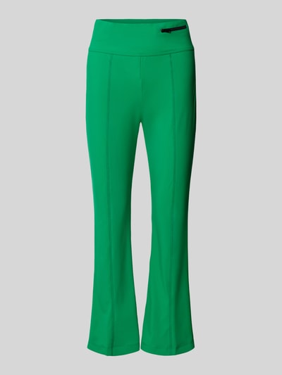 Produktfoto, Loose Fit Jogpants mit breitem Bund von Marc Cain in leuchtendem Grün, elastischer Material-Mix, Teilungsnähte, Reißverschlusstasche