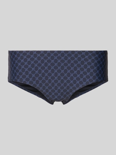 Produktfoto, Slim Fit Bikini-Hose mit Logo-Applikation Modell 'Cortina' von JOOP! Collection, elastyczny materiał, krój slim fit, ciemnoniebieski wzór w geometryczne okręgi