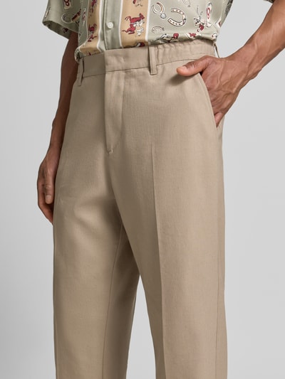 Marc O'Polo Spodnie materiałowe o kroju relaxed fit z mieszanki lnu model 'BELSBO JOGGER' Beżowy 3