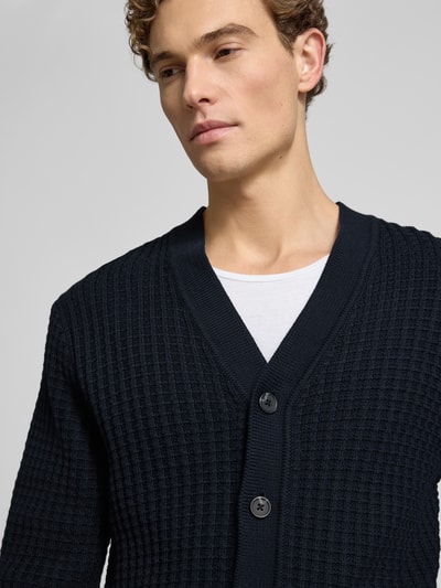 SELECTED HOMME Regular fit gebreid jack van puur katoen, model 'TOM' Marineblauw - 3