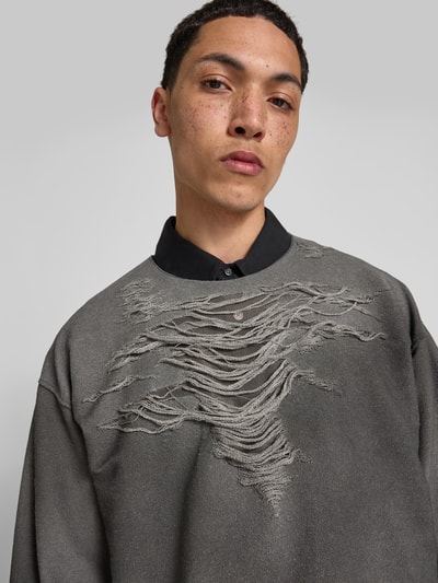 Diesel Longsleeve mit Used-Look Mittelgrau 3