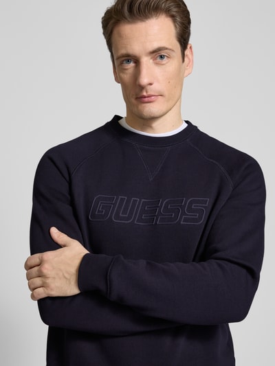 Guess Activewear Sweatshirt mit Label-Print Modell 'NEW ALDWIN' Dunkelblau 3