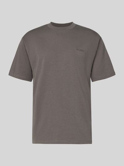 WOODBIRD T-shirt o kroju regular fit z czystej bawełny model „Baine” Antracytowy 2