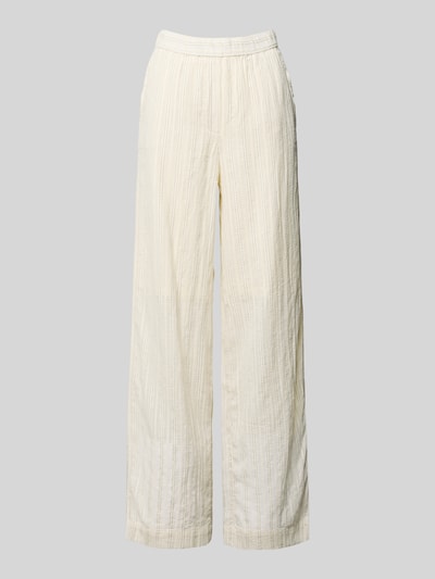 Produktfoto, Hose mit elastischem Bund und Eingrifftaschen von Jake*s, Damen Hose aus Baumwoll-Mix in Creme, Relaxed Fit, Struktur-Oberfläche