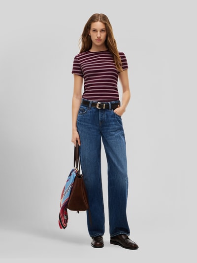 Tommy Jeans Slim Fit T-Shirt aus Baumwoll-Mix Bordeaux 1