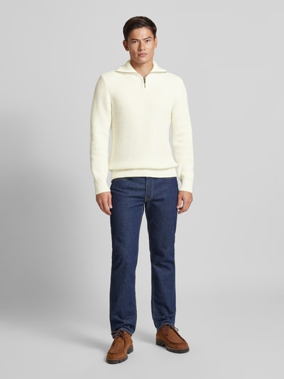 SELECTED HOMME Gebreide pullover met ribboorden, model 'LAND' Offwhite - 1