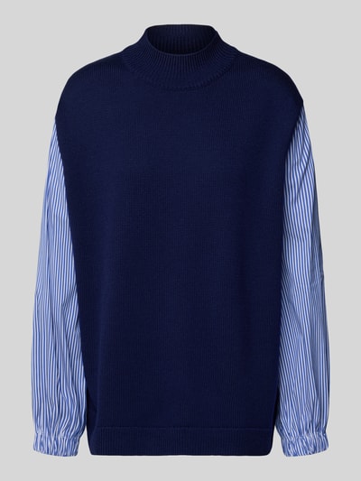 MOS MOSH Gebreide pullover met opstaande kraag, model 'Juella' Marineblauw - 2