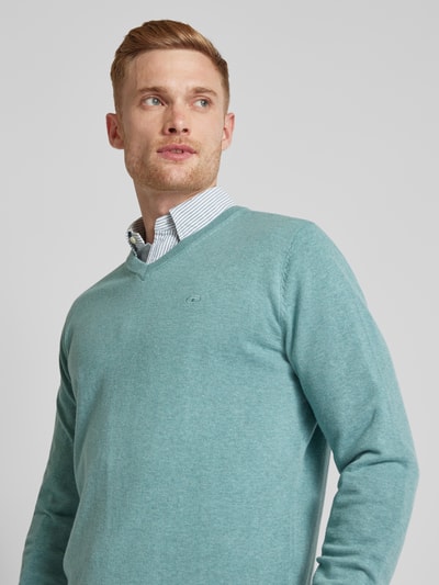 Tom Tailor Regular fit gebreide pullover met V-hals Mintgroen - 3