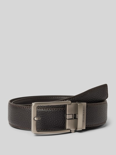 Monti Leren riem met labeldetail, model 'Yale' Chocoladebruin - 1