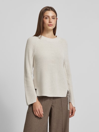 Oui Gebreide pullover met ronde hals Offwhite - 8