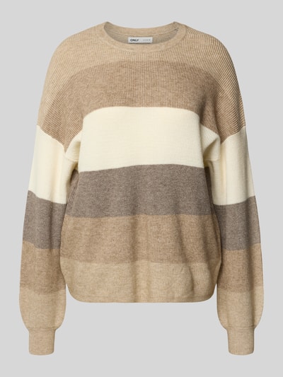 Only Loose Fit Strickpullover aus Viskose-Mix Modell 'ATIA' Beige Melange 2