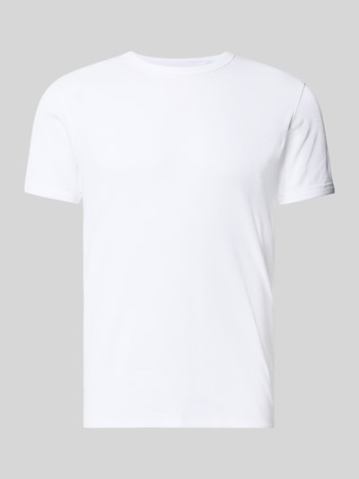 Produktfoto, Regular Fit T-Shirt aus Baumwoll-Mix von JACK & JONES, białe, gładkie z krótkim rękawem, okrągły dekolt, długość tyłu w rozmiarze M 67 cm