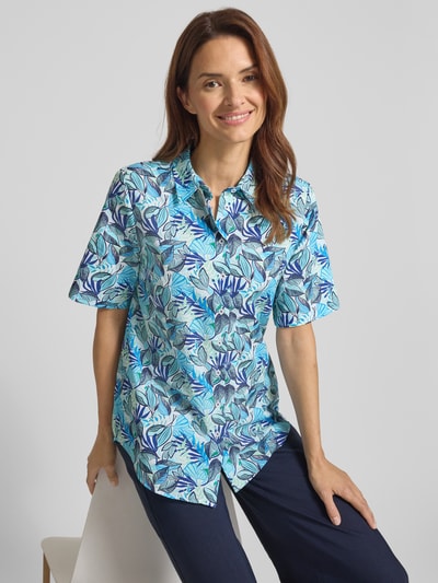 ETERNA Bluzka koszulowa o kroju relaxed fit z kwiatowym nadrukiem na całej powierzchni Niebieski 3