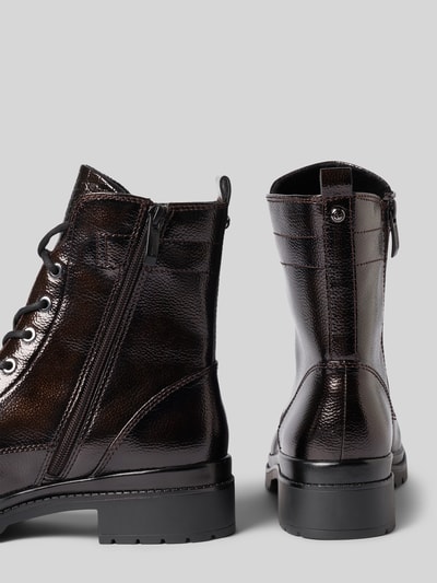 Tamaris Schnürstiefel mit Label-Detail und Strukturmuster Dunkelbraun 2