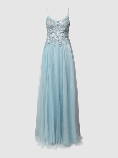 Luxuar Abendkleid mit Zierperlenbesatz Hellblau 2