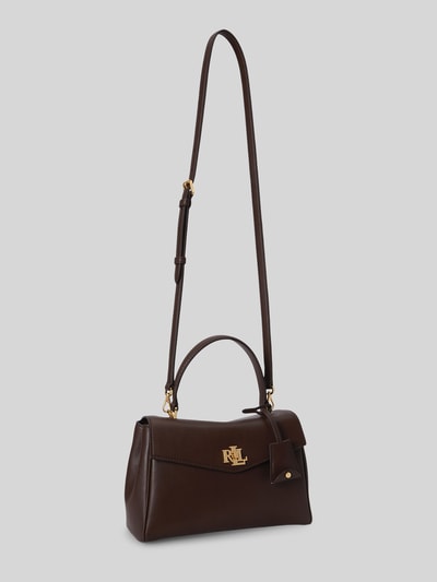 Lauren Ralph Lauren Torba na ramię z naturalnej skóry z odpinanym paskiem na ramię Ciemnobrązowy 3