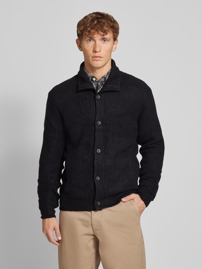 Casual Friday Slim fit gebreid jack met knoopsluiting, model 'Karl' Zwart - 4