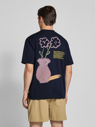 WOODBIRD T-Shirt mit Label-Stitching Modell 'Baine' Marine 4