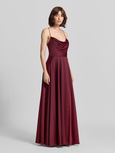 VM by Vera Mont Abendkleid aus Satin mit Wasserfall-Ausschnitt Bordeaux 1