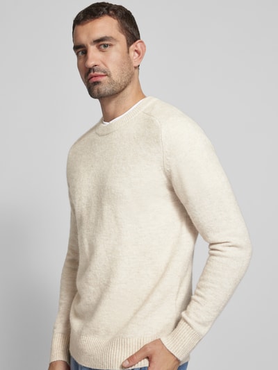 SELECTED HOMME Strickpullover mit Rundhalsausschnitt Modell 'RAI' Offwhite 3