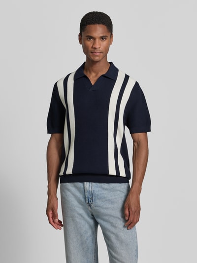 MCNEAL Regular Fit Poloshirt in Strick-Optik Dunkelblau 4