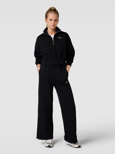 Nike Cropped Sweatshirt mit kurzem Reißverschluss Black 1