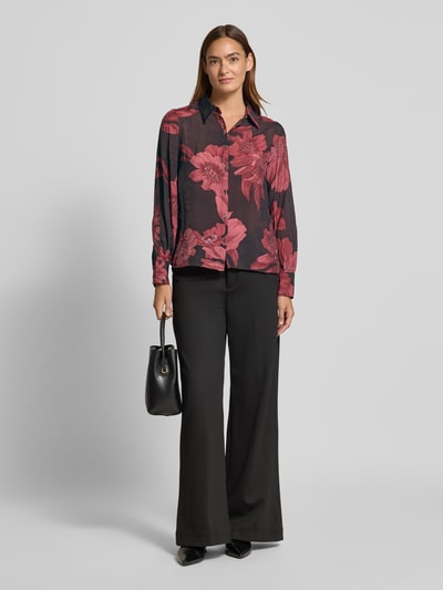 ZABAIONE Bluzka koszulowa z listwą guzikową Bordowy 1