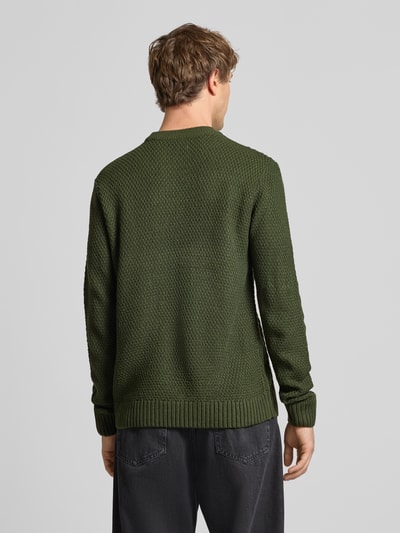 Jack & Jones Strickpullover mit gerippten Abschlüssen Modell 'PAUL' Dunkelgruen 5