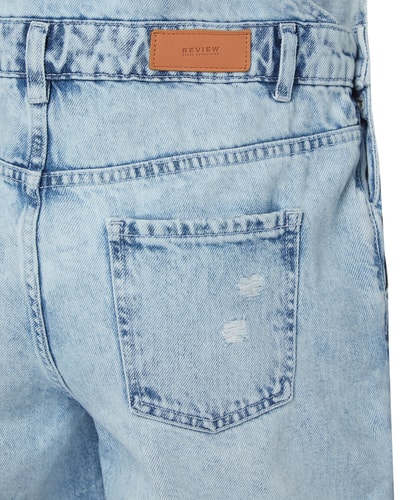 REVIEW Latzshorts aus Denim  Hellblau 4