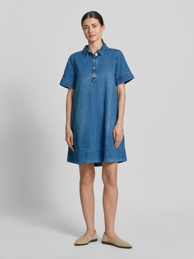 MSCH Copenhagen Knie-lange denimjurk met drukknoopsluiting model 'Turo Alena' Jeansblauw - 1