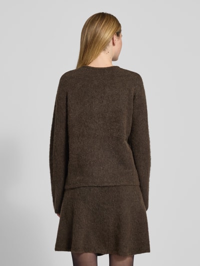 Selected Femme Relaxed fit pullover van wolmix met alpaca, model 'LULU' Donkerbruin - 5