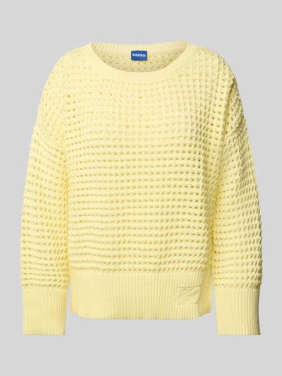 Hugo Blue Gebreide pullover met ronde hals, model 'Sumeria' Lichtgeel - 2