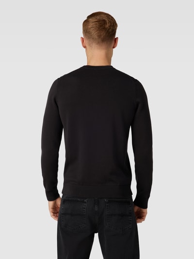 HUGO Strickpullover mit Label-Patch Modell 'San Cassius' Black 5