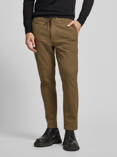 BOSS Orange Tapered fit chino met tunnelkoord Olijfgroen - 4