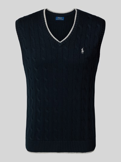 Polo Ralph Lauren Pullunder mit Zopfmuster und V-Ausschnitt Marine 2