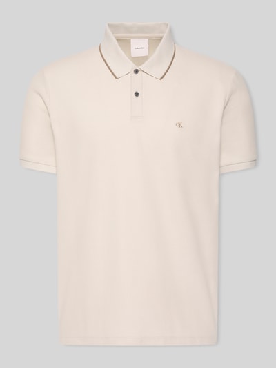 CK Calvin Klein Poloshirt mit Logo Stitching aus reiner Baumwolle Offwhite 2