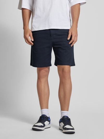 REVIEW Shorts in unifarbenem Design Dunkelblau 4