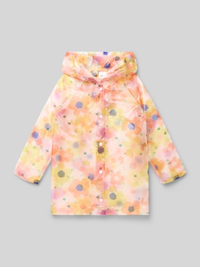 Produktfoto, Regular Fit Regenjacke mit Kapuze von s.Oliver RED LABEL, Mehrfarbig, Optik: floral, Passform: Regular-Fit, Kapuze, Druckknopfleiste, Muster: Floral, Ärmelform: Langarm, leichte transparente Textur