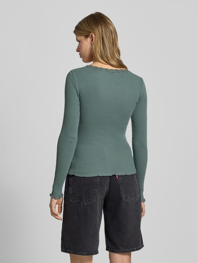 Only Slim fit shirt met lange mouwen van puur katoen, model 'XENA' Rietgroen - 5