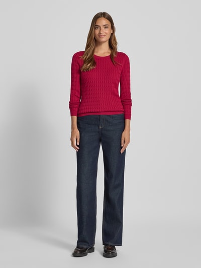 Christian Berg Woman Strickpullover mit Zopfmuster Fuchsia 1