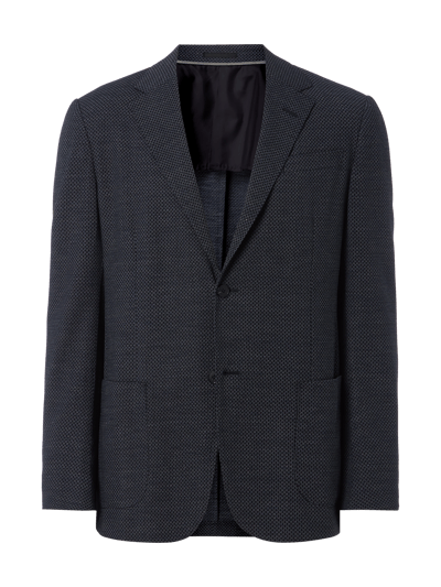 Z Zegna Slim Fit 2-Knopf-Sakko aus Leinen-Woll-Mix Marine 1