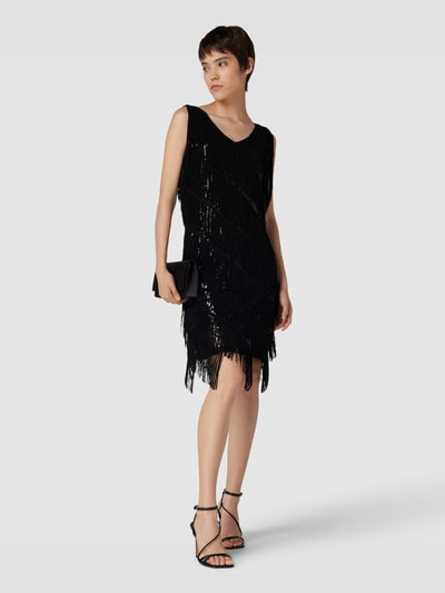 Apricot Cocktailkleid mit Paillettenbesatz Black 1